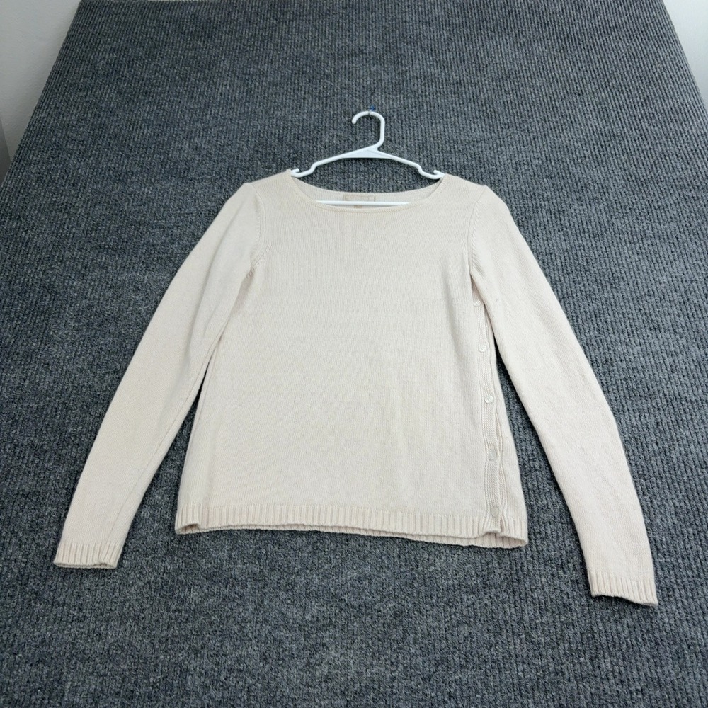 Benedetta B Sweater Womens S Beige Merino Cashmere Side Button Detail Classic